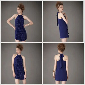 NWOT Va Et Vien Silk Dress Blue  tiered halter BHLDN for Anthropologie 8